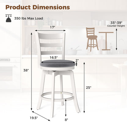 25"/30.5" Swivel Barstools Set of 2 360¬∞ Rotating Bar/Counter Height Chairs with Upholstered Seat-25 Inch