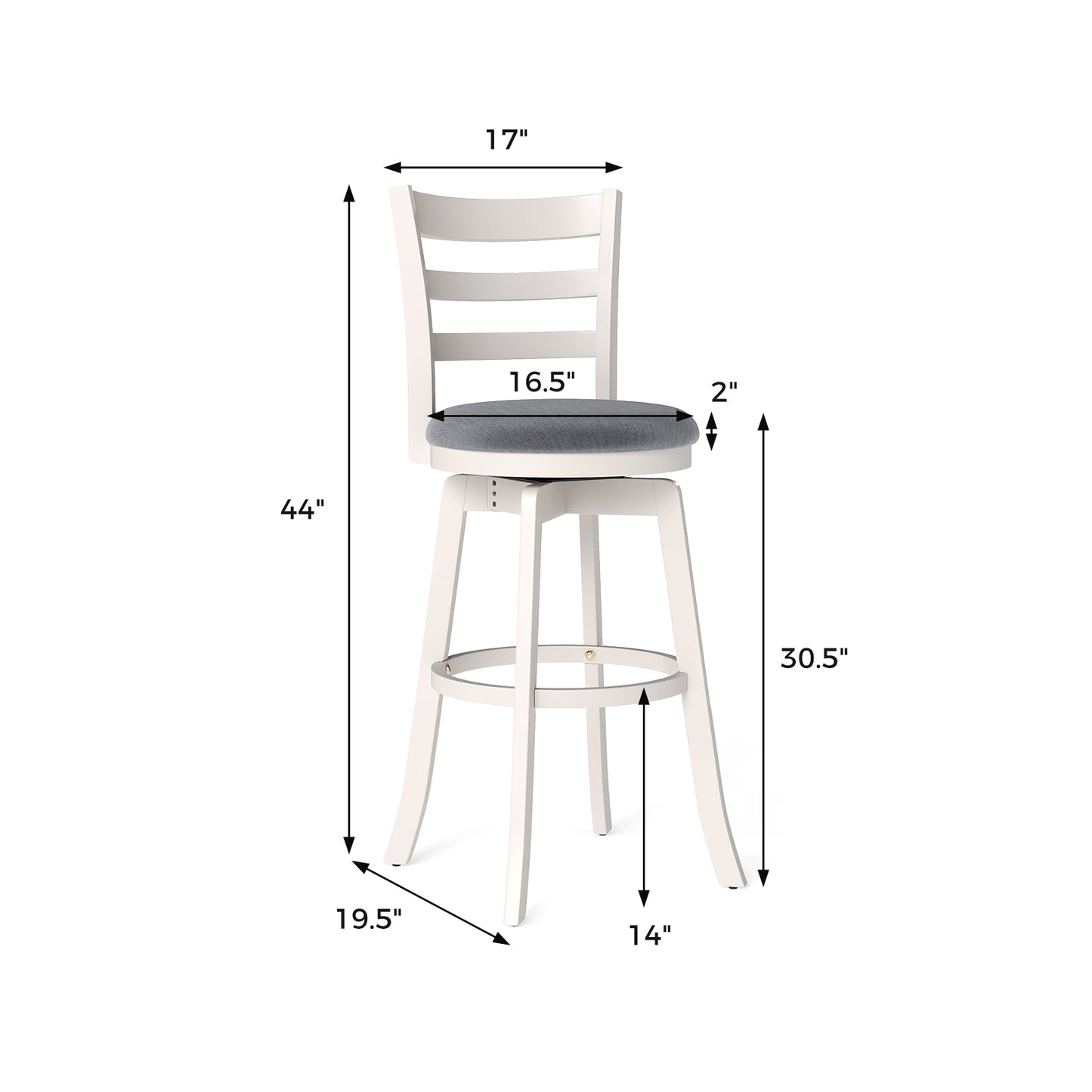 25"/30.5" Swivel Barstools Set of 2 360¬∞ Rotating Bar/Counter Height Chairs with Upholstered Seat-30.5 Inch