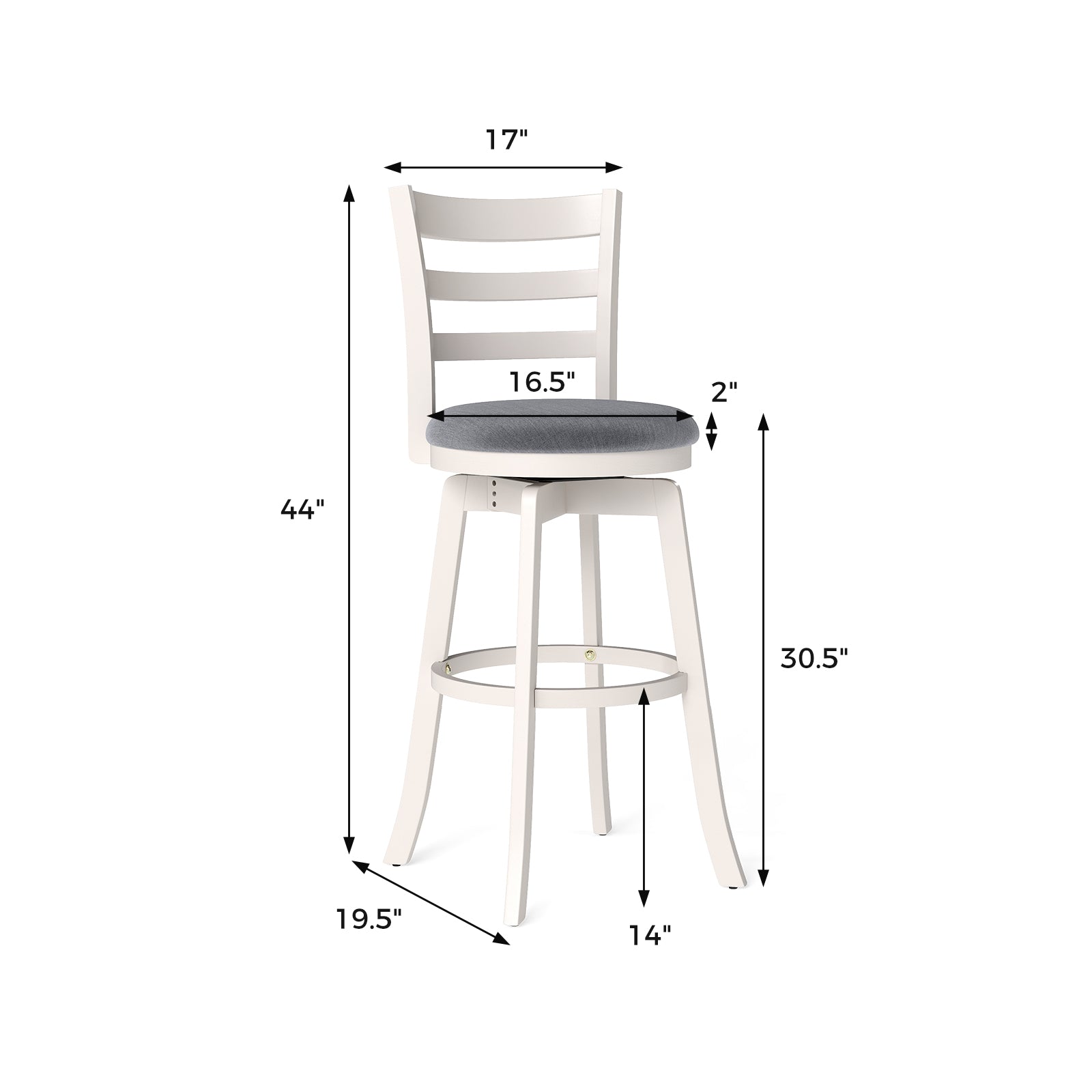 25"/30.5" Swivel Barstools Set of 2 360¬∞ Rotating Bar/Counter Height Chairs with Upholstered Seat-30.5 Inch