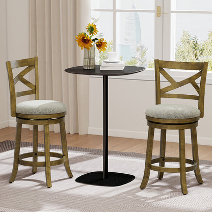 25/30 Inch Swivel Bar Stools Set of 2 with Backrests and Wood Frame-25 inches
