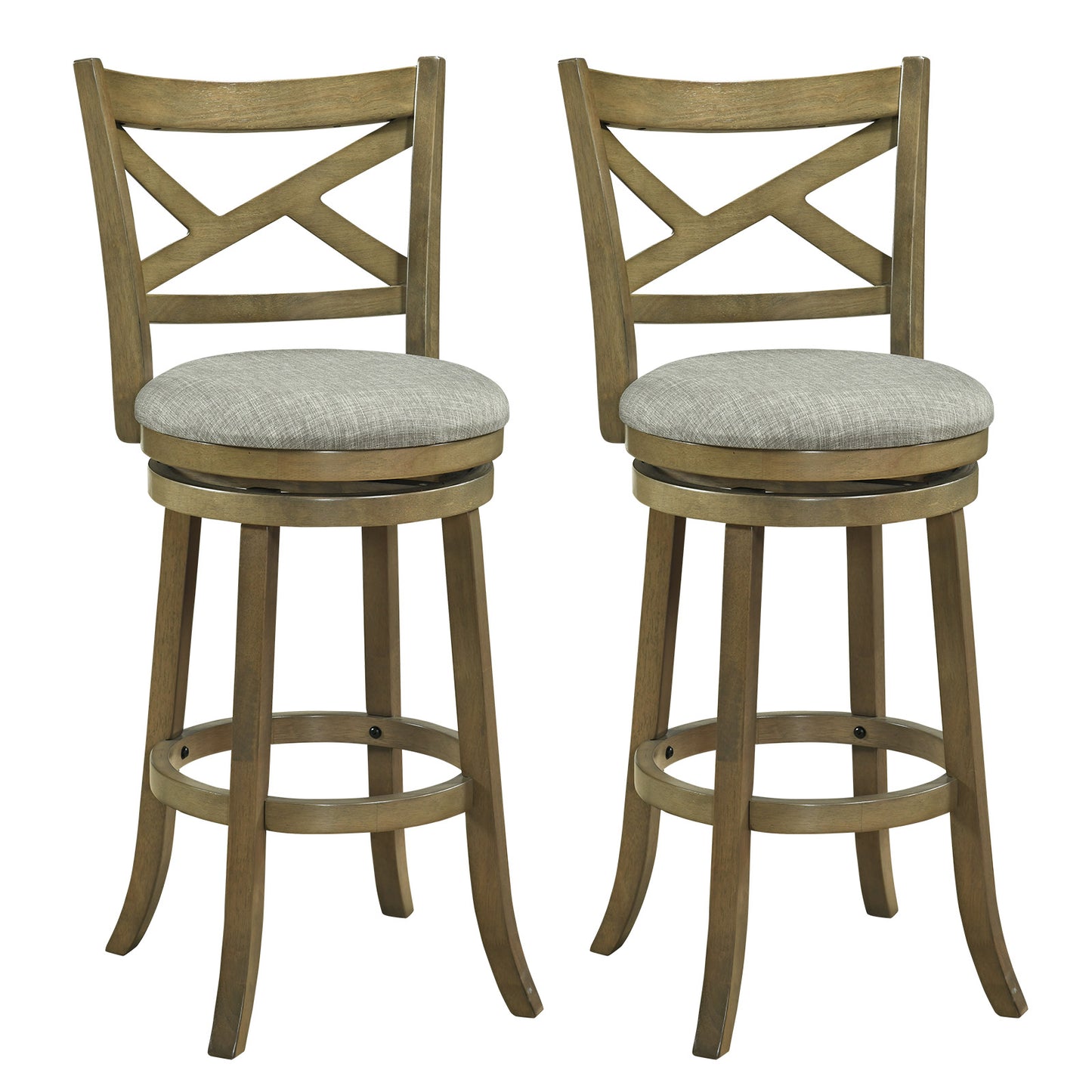 25/30 Inch Swivel Bar Stools Set of 2 with Backrests and Wood Frame-30 inches