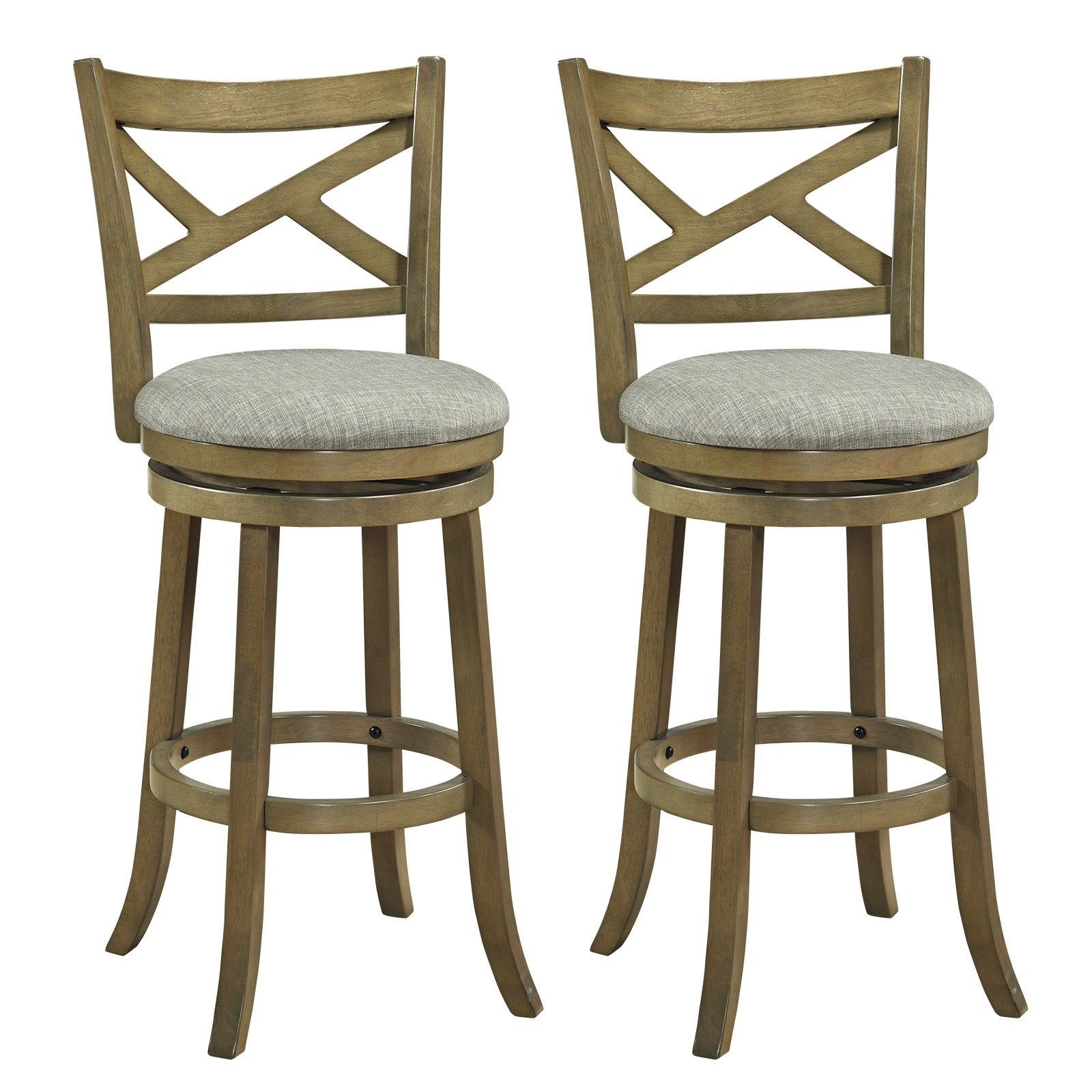 25/30 Inch Swivel Bar Stools Set of 2 with Backrests and Wood Frame-30 inches