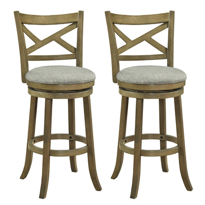 25/30 Inch Swivel Bar Stools Set of 2 with Backrests and Wood Frame-30 inches