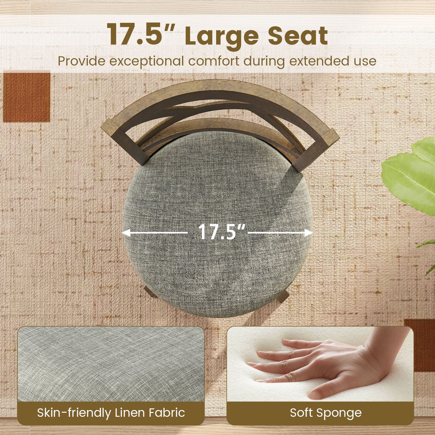 25/30 Inch Swivel Bar Stools Set of 2 with Backrests and Wood Frame-30 inches