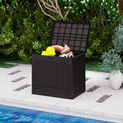25 Gallon Outdoor Storage Box with Rattan Pattern