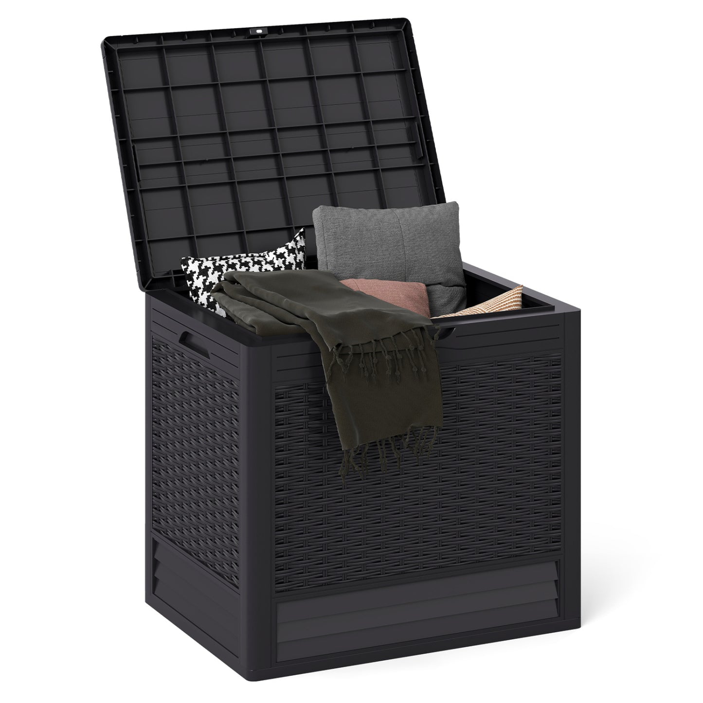 25 Gallon Outdoor Storage Box with Rattan Pattern