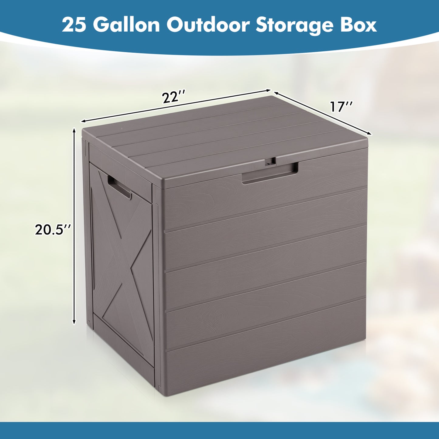 25 Gallon Outdoor Storage Deck Box with Locking Lid