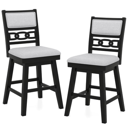 25 Inch Bar Stools Set of 2 with Upholstered Backrest and 360¬∞ Rotation Seat-Black