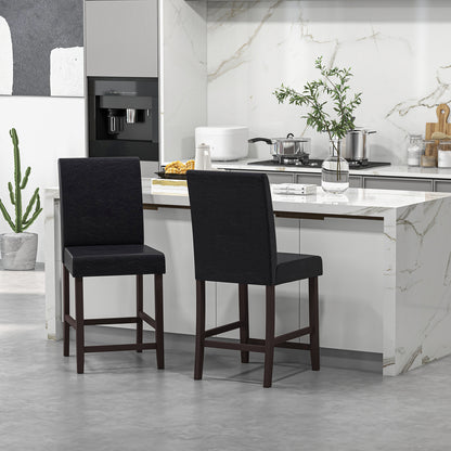 25 Inch Counter Height Set of 2 Bar Stools-Black