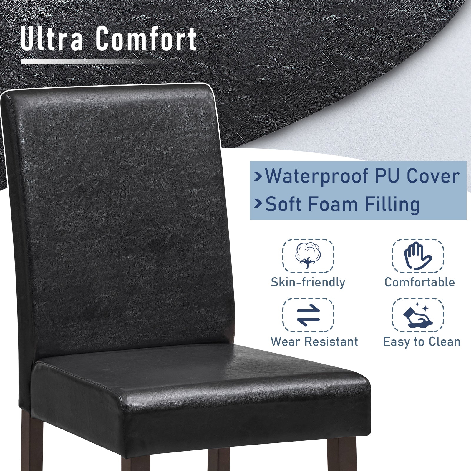 25 Inch Counter Height Set of 2 Bar Stools-Black