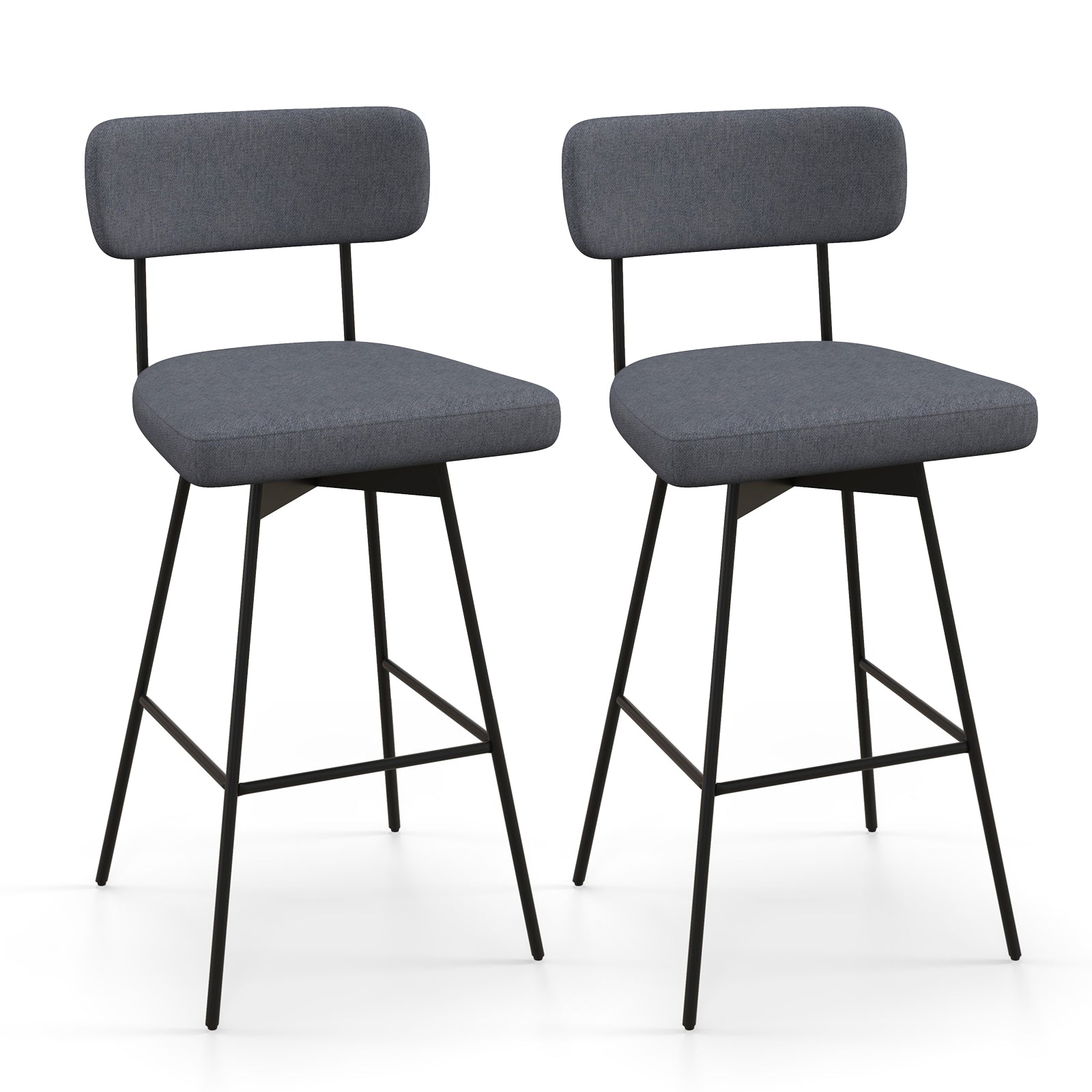 29 Inch Counter Height Upholstered Swivel Bar Stool Set of 2-beige - Gray