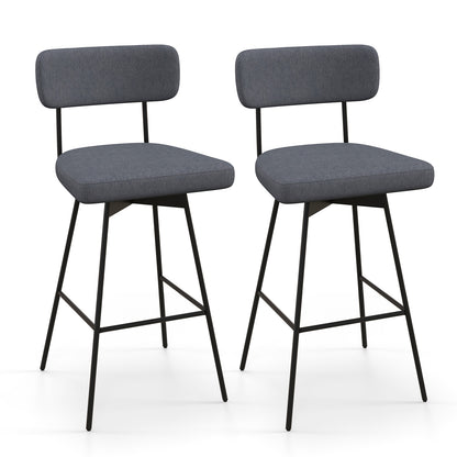 29 Inch Counter Height Upholstered Swivel Bar Stool Set of 2-beige - Gray