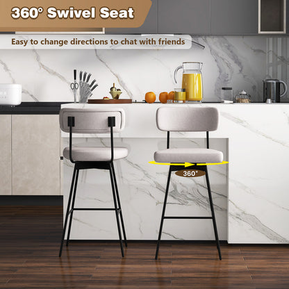29 Inch Counter Height Upholstered Swivel Bar Stool Set of 2
