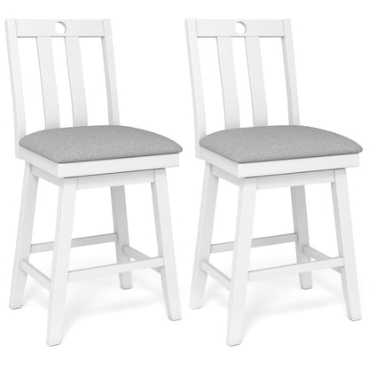 25 Inch Modern Bar Stools Set of 2 with Upholstered and 360¬∞ Rotation Seat-White