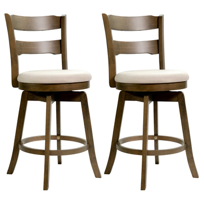 25 Inch Swivel Counter Barstools with Backrest & Upholstered Seat-Set of 2