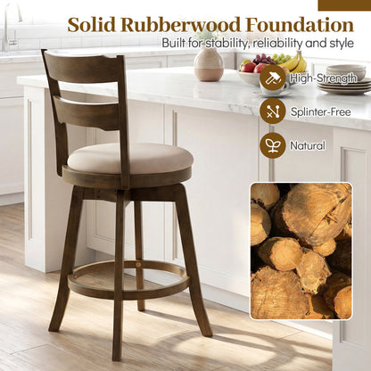 25 Inch Swivel Counter Barstools with Backrest & Upholstered Seat-Set of 4