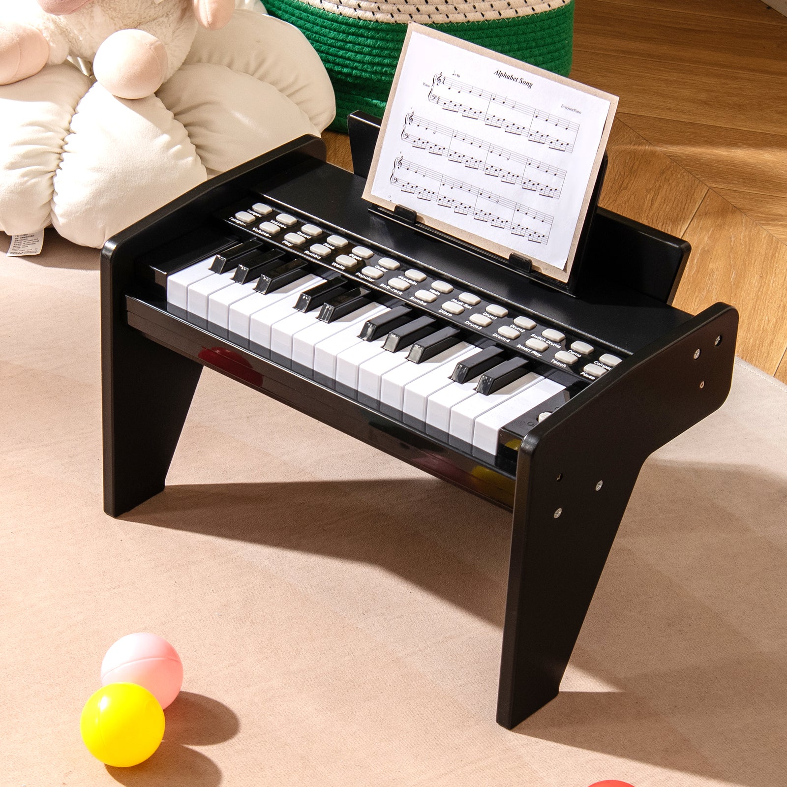 25 Keys Kids Piano Keyboard with Adjustable Speed and Volume-Black