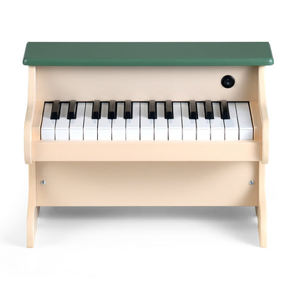 25 Keys Kids Piano Keyboard Wooden Digital Piano Toy with Removable Music Stand-Green