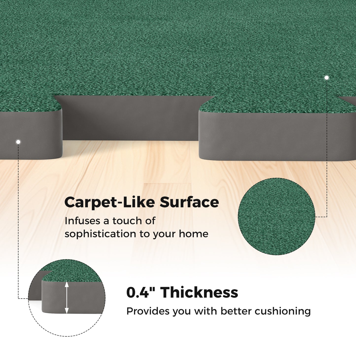 25 Pack-100 Sq.Ft. Foam Floor Tiles Interlocking Carpet Tiles with Edge Borders-Green