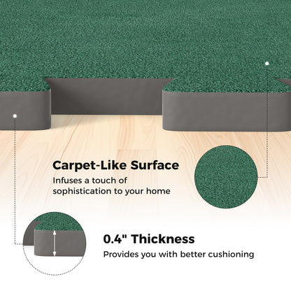 25 Pack-100 Sq.Ft. Foam Floor Tiles Interlocking Carpet Tiles with Edge Borders-Green