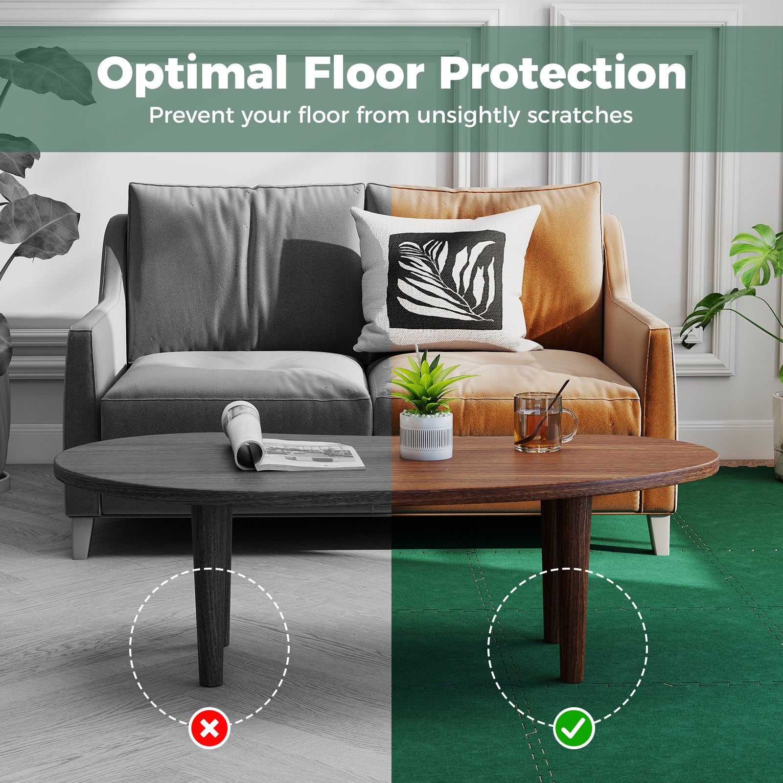 25 Pack-100 Sq.Ft. Foam Floor Tiles Interlocking Carpet Tiles with Edge Borders-Green