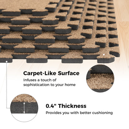 25 Pack-100 Sq.Ft. Foam Floor Tiles Interlocking Carpet Tiles with Edge Borders-Beige