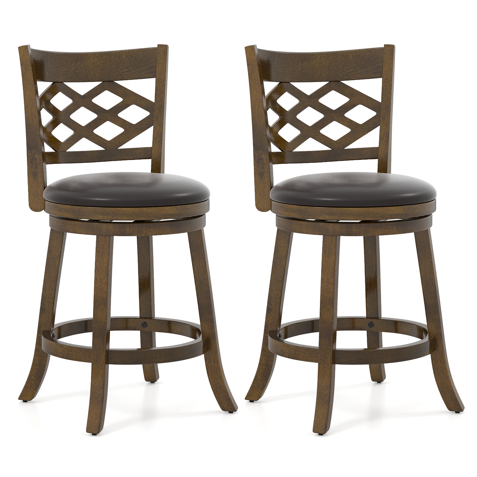 26 Inch Counter Height Bar Stools Set of 2 with Rubber Wood Frame-26 Inch
