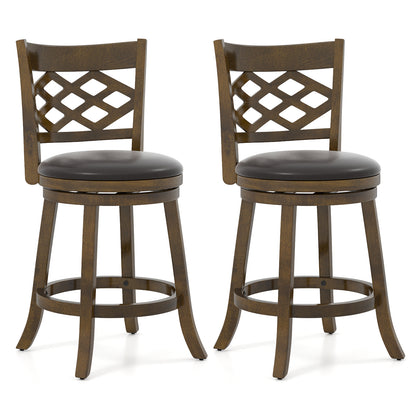 26 Inch Counter Height Bar Stools Set of 2 with Rubber Wood Frame-26 Inch