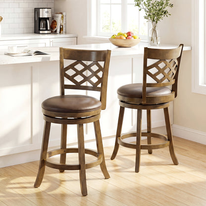 26 Inch Counter Height Bar Stools Set of 2 with Rubber Wood Frame-26 Inch
