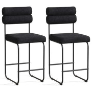 26 Inch Counter Height Bar Stools Set of 2 with Metal Frame and Footrest-Black