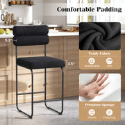 26 Inch Counter Height Bar Stools Set of 2 with Metal Frame and Footrest-Black