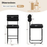 26 Inch Counter Height Bar Stools Set of 2 with Metal Frame and Footrest-Black