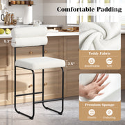 26 Inch Counter Height Bar Stools Set of 2 with Metal Frame and Footrest-White