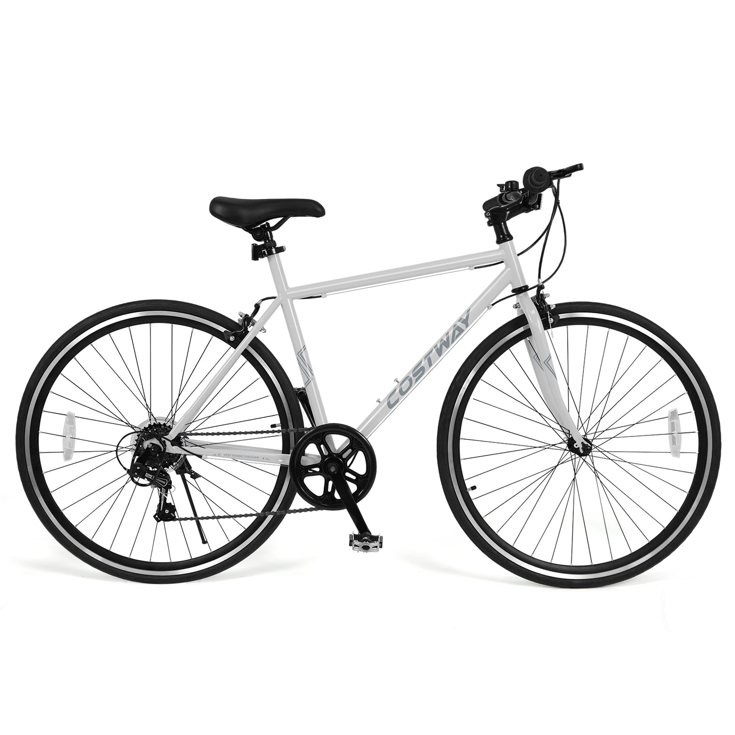 26 Inch Mountain Bike Adjustable with 6-Speed and All-terrain Rubber Wheels-Gray