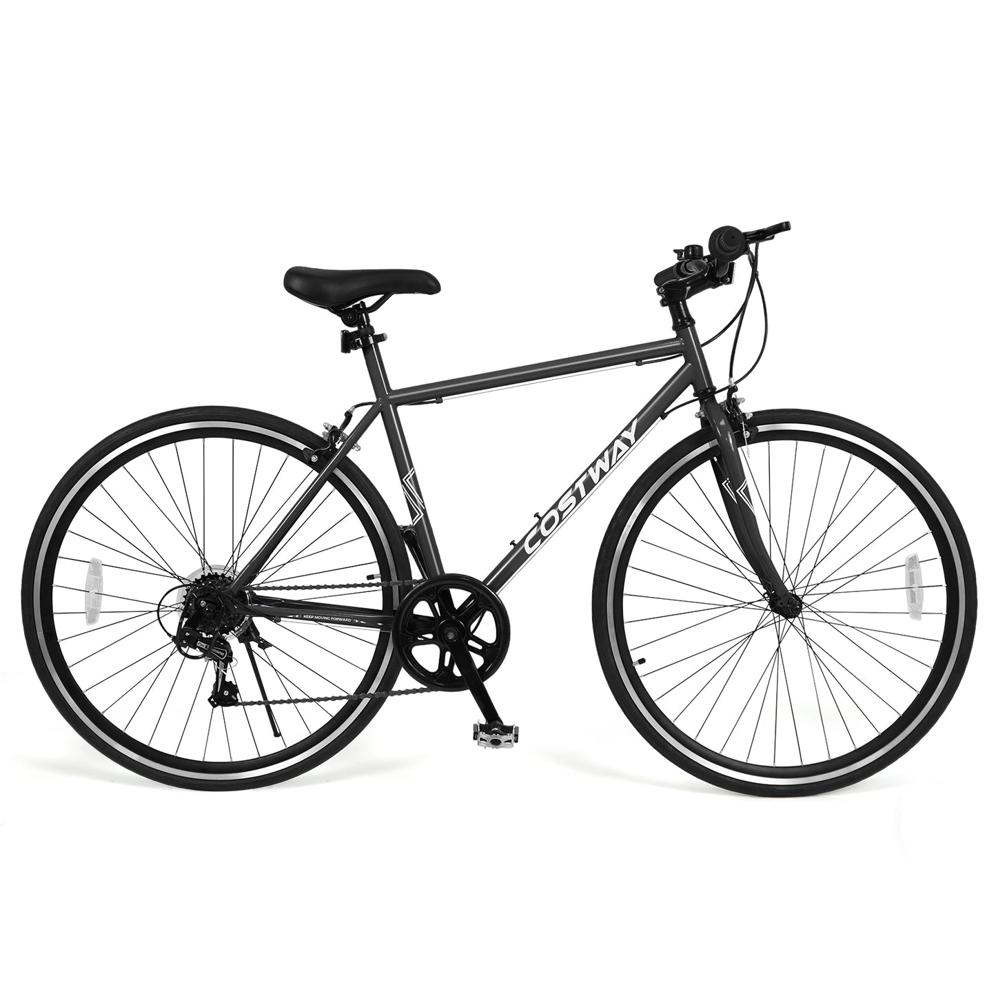 26 Inch Mountain Bike Adjustable with 6-Speed and All-terrain Rubber Wheels-Black
