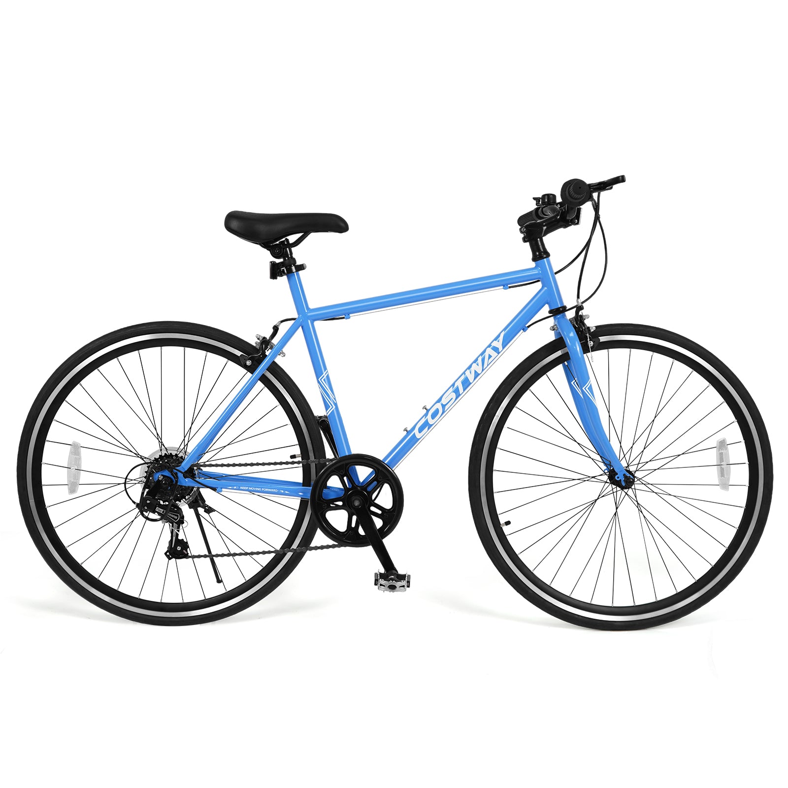 26 Inch Mountain Bike Adjustable with 6-Speed and All-terrain Rubber Wheels-Blue