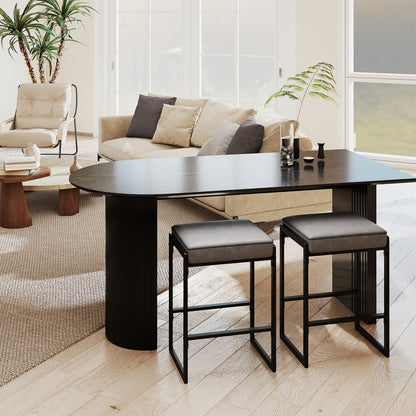 26 inch Bar Stools Set of 4 Counter Height Barstools with Faux Leather Upholstered Seat-Gray