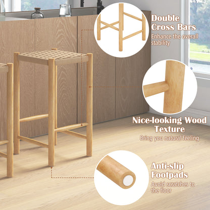 26 Inch Dining Bar Stool Set of 2-Natural