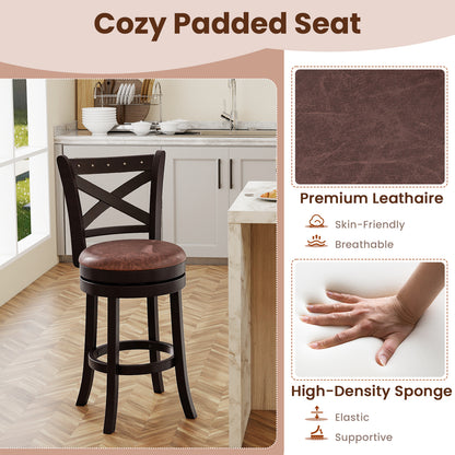 26/30 Inch Swivel Bar Stools Set of 2 Bar Chairs with Padded Seat-26 inches