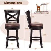26/30 Inch Swivel Bar Stools Set of 2 Bar Chairs with Padded Seat-26 inches