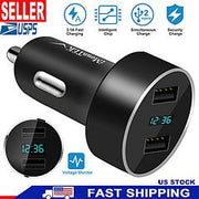 Universal 15W/3.1A Dual USB Car Charger Adapter Aluminum Alloy Fast Car Charging Adapter