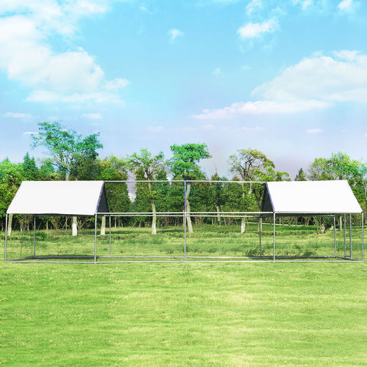 26.2 x 9.5 ft Large Walk-In Chicken Coop with Roof Cover
