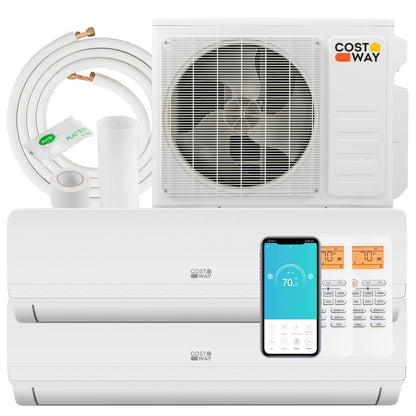 27000 BTU 2 Zone 19 SEER2 Mini Split AC with Heat Pump-9K + 18K