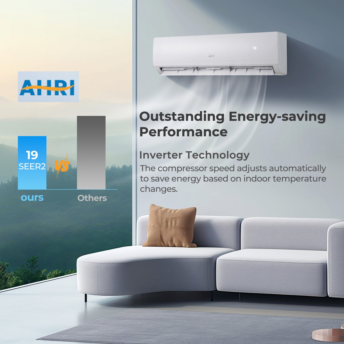27000 BTU 2 Zone 19 SEER2 Mini Split AC with Heat Pump-18K + 18K