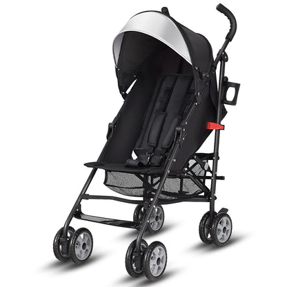 Folding Lightweight Baby Toddler Umbrella Travel Stroller-Orange - Black