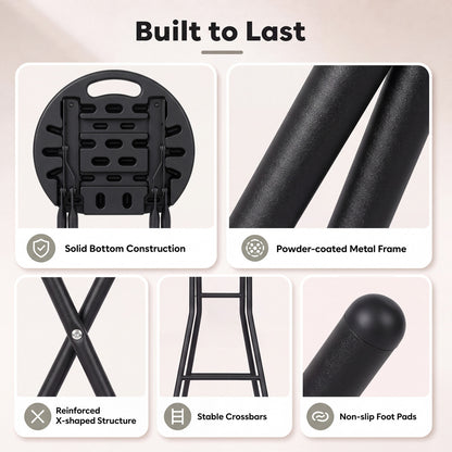 27.5" Folding Bar Stool with HDPE Seat and Carry Handle