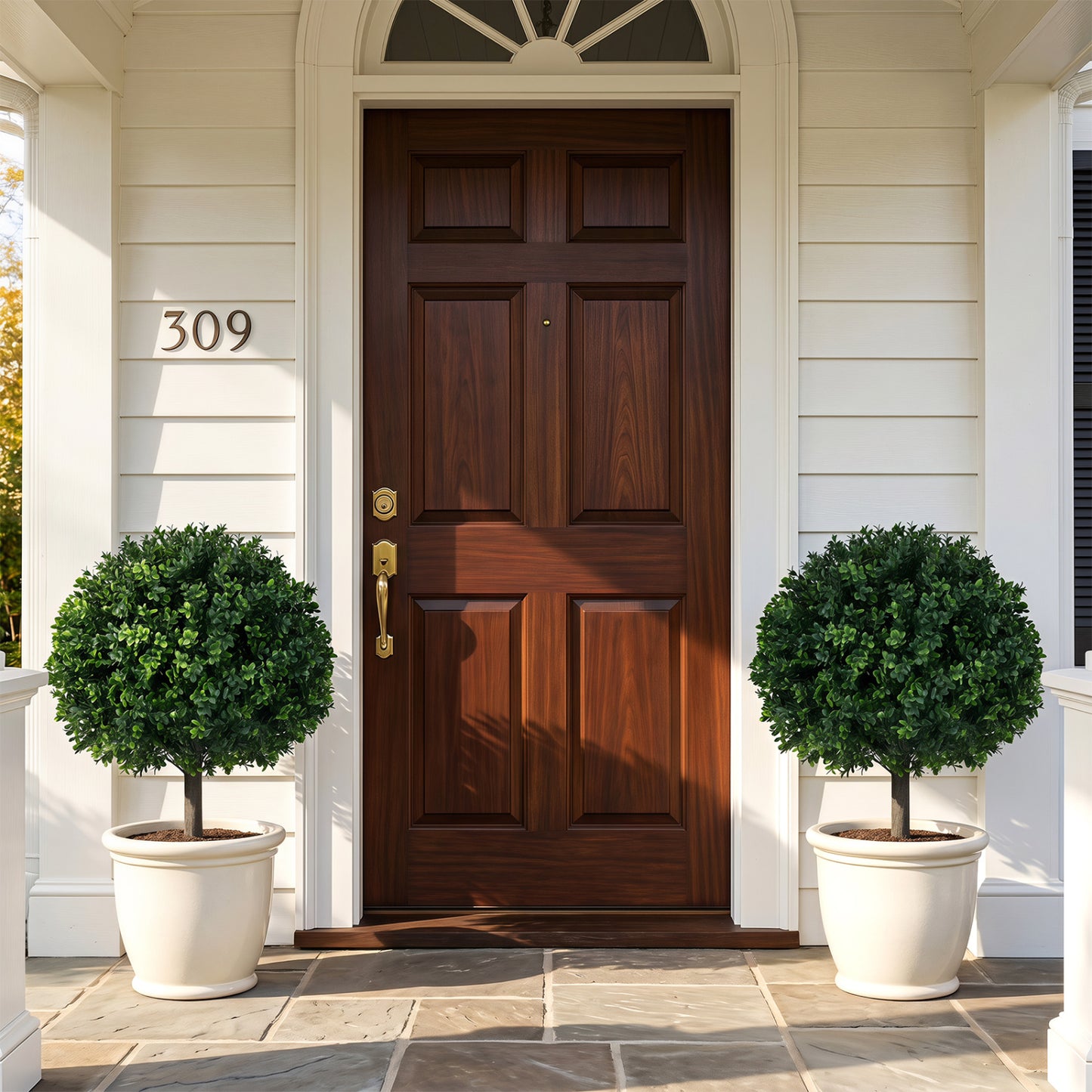 Artificial Boxwood Topiary Trees 27" Set of 2 with Ground Spikes