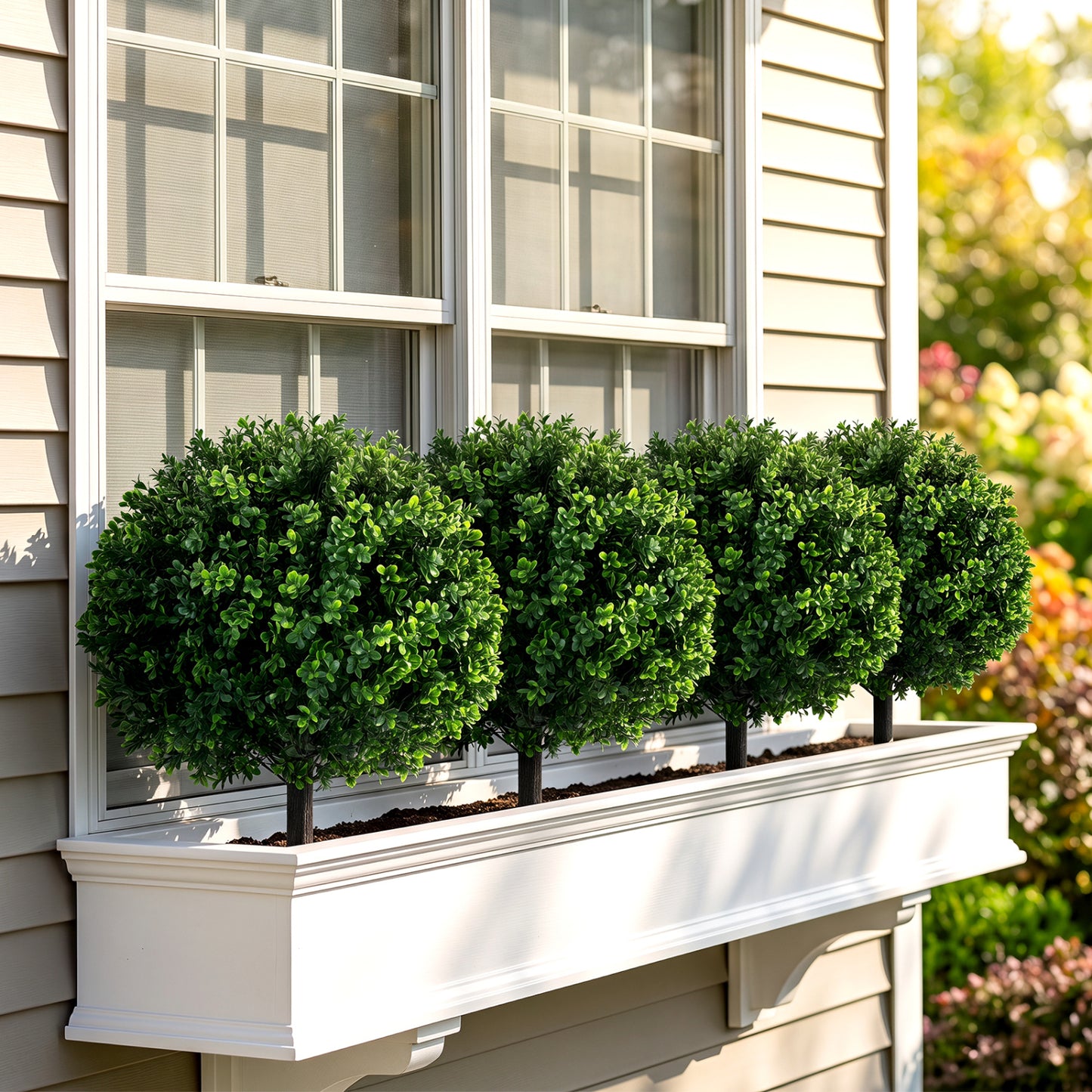 Artificial Boxwood Topiary Trees 27" Set of 2 with Ground Spikes