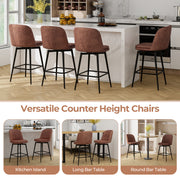 27 Inch Swivel Bar Stool Set of 2 Counter Height Chair with Padded Seat-Black and Brown
