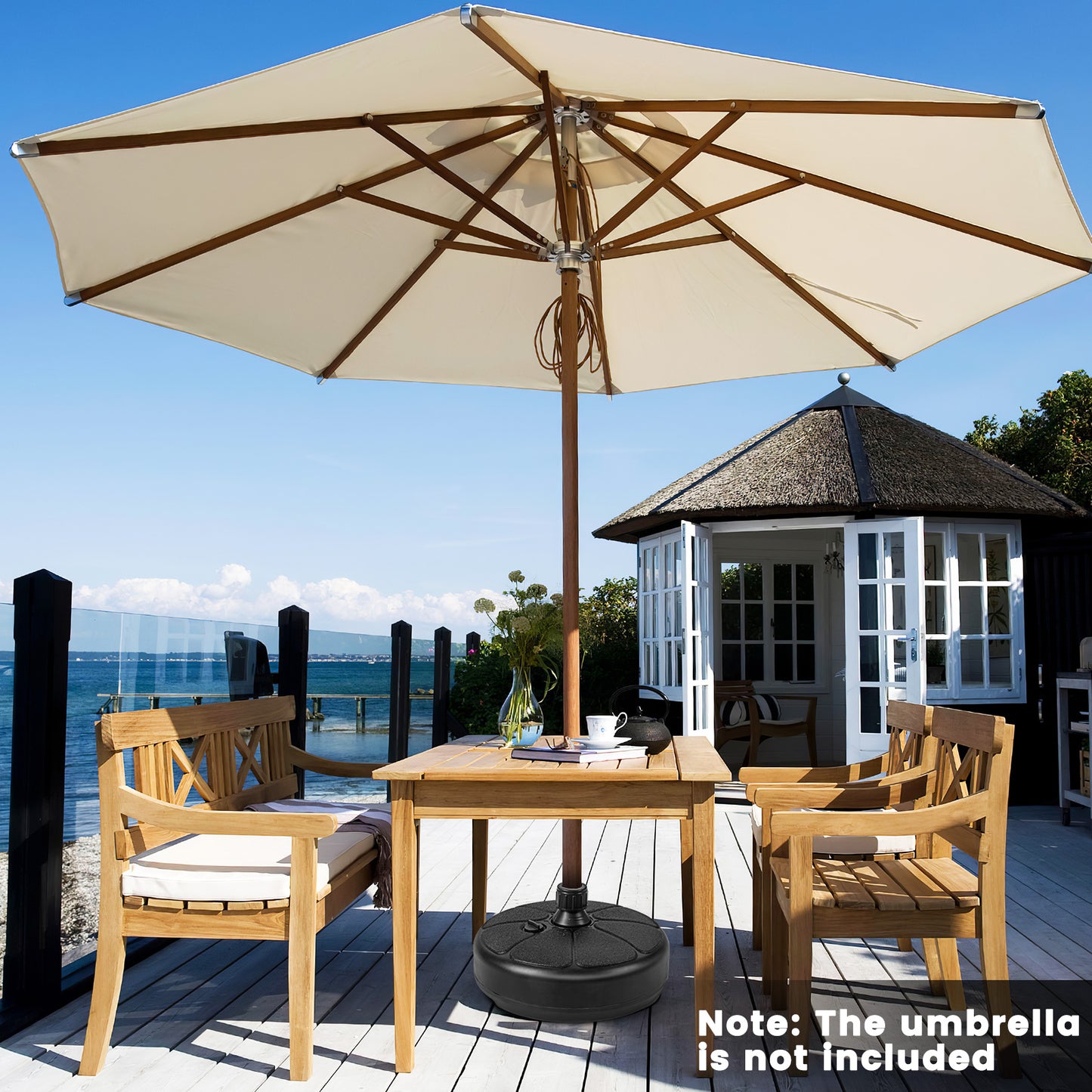 27 lbs Fillable Round Umbrella Base Stand for Yard Garden Poolside